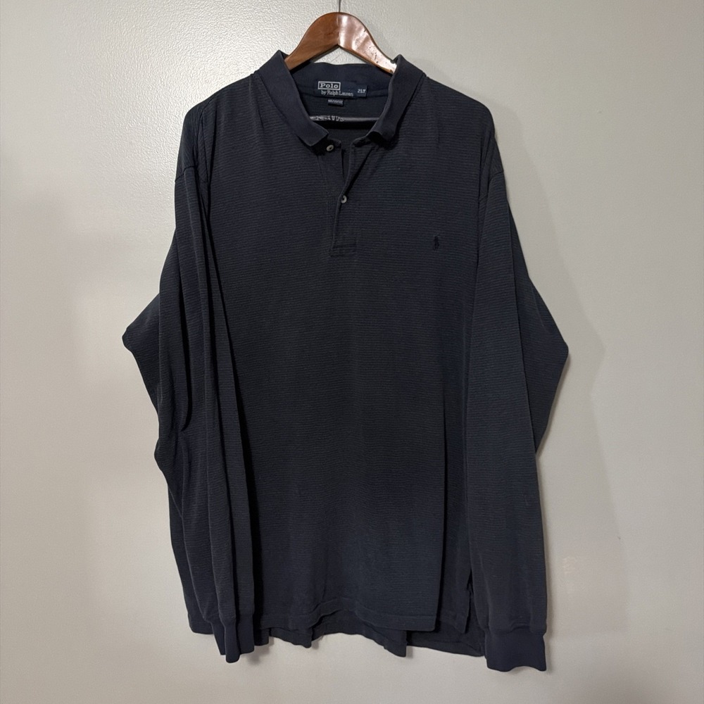 Polo Ralph Lauren Navy Knit long Sleeve Men's Polo Shirt Size 2LT